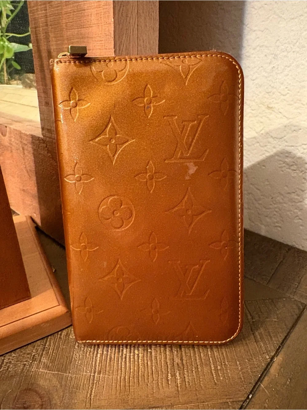 Louis Vuitton Monogram Vernis Bronze Zippy Organizer Long Wallet Zip Around